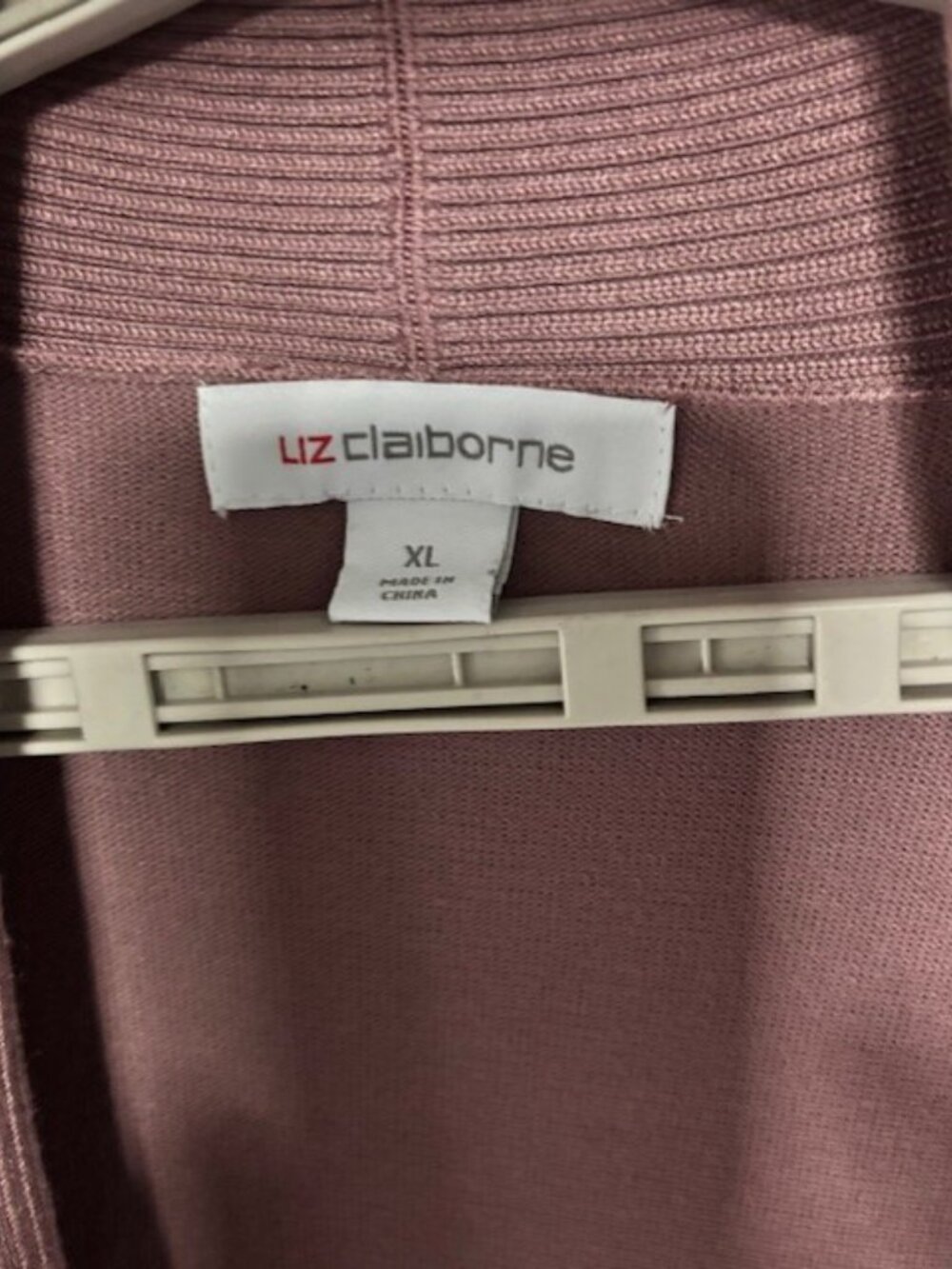 Liz Claiborne XL Dusty Mauve Open Front Cardigan Sweater Textured Knit Long - Picture 6 of 7